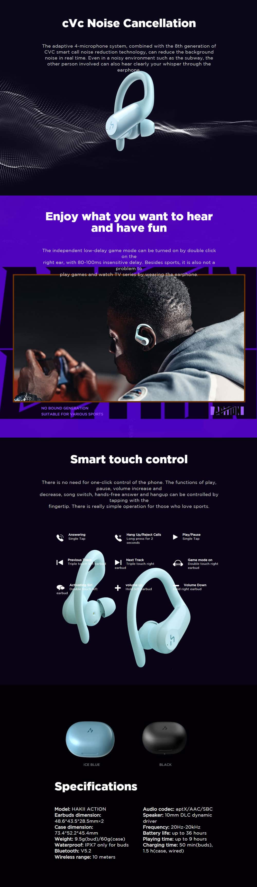 Havit HAKII Action H Series True Wireless Sport Earphone 6