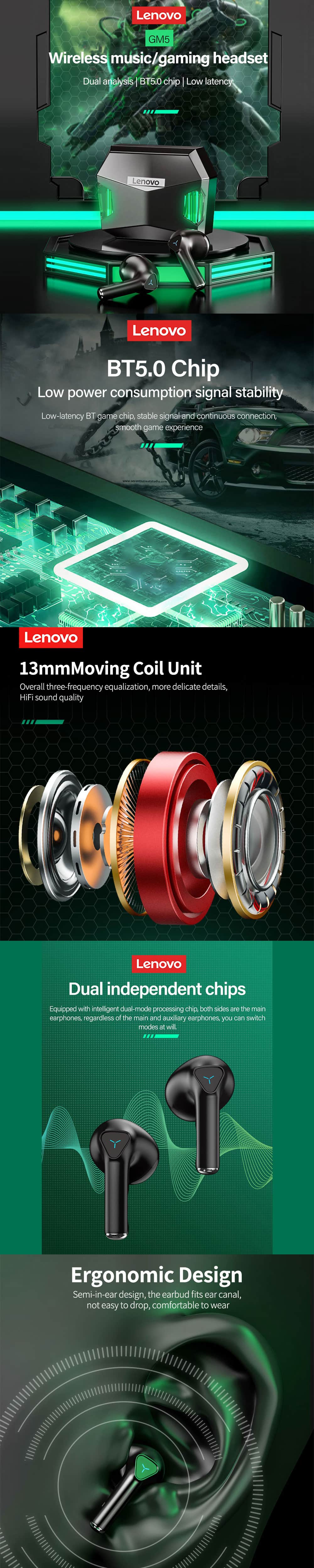 Lenovo GM5 True Wireless Gaming Earbuds 6