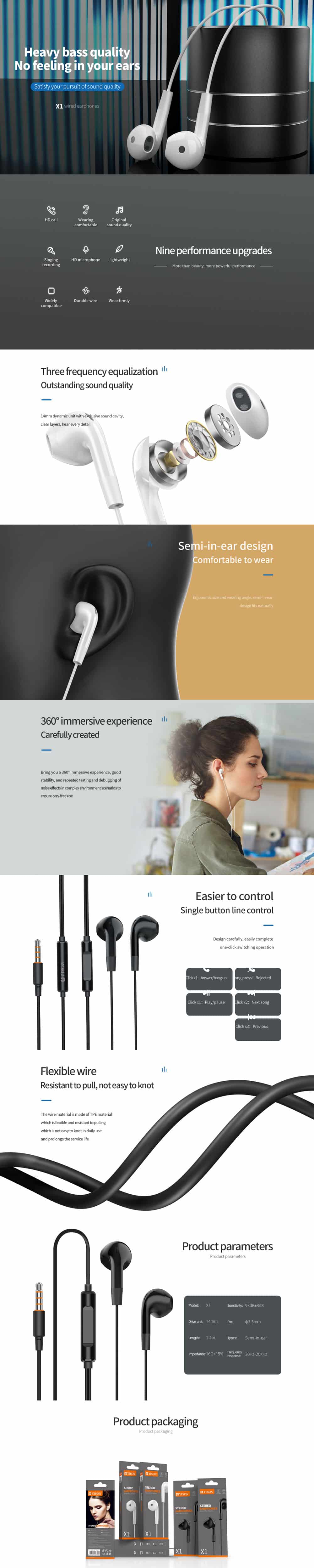 Yison X1 In Ear Wired Headphone 2