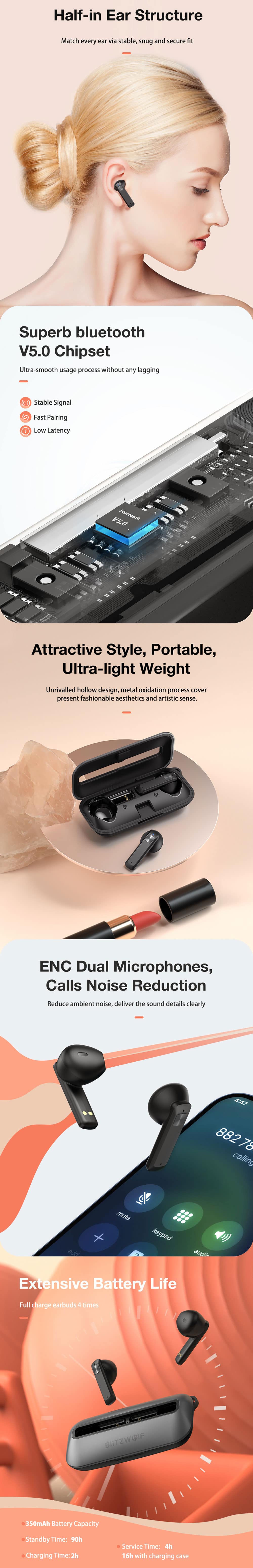 BlitzWolf BW FPE1 ENC True Wireless Earbuds 4