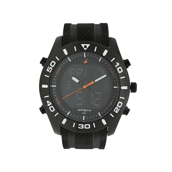 Fastrack NP38034NP01 Black Dial Silicone Strap Watch