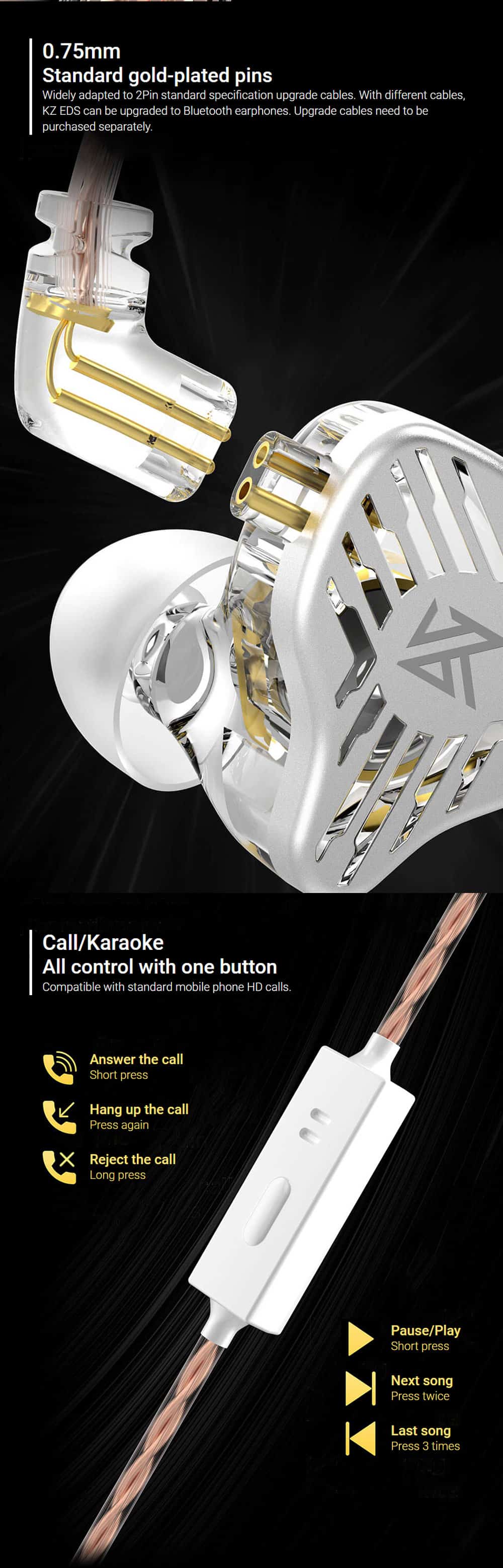 KZ EDS Dual Magnetic Dynamic Drivers HiFi In Ear Earphones 8