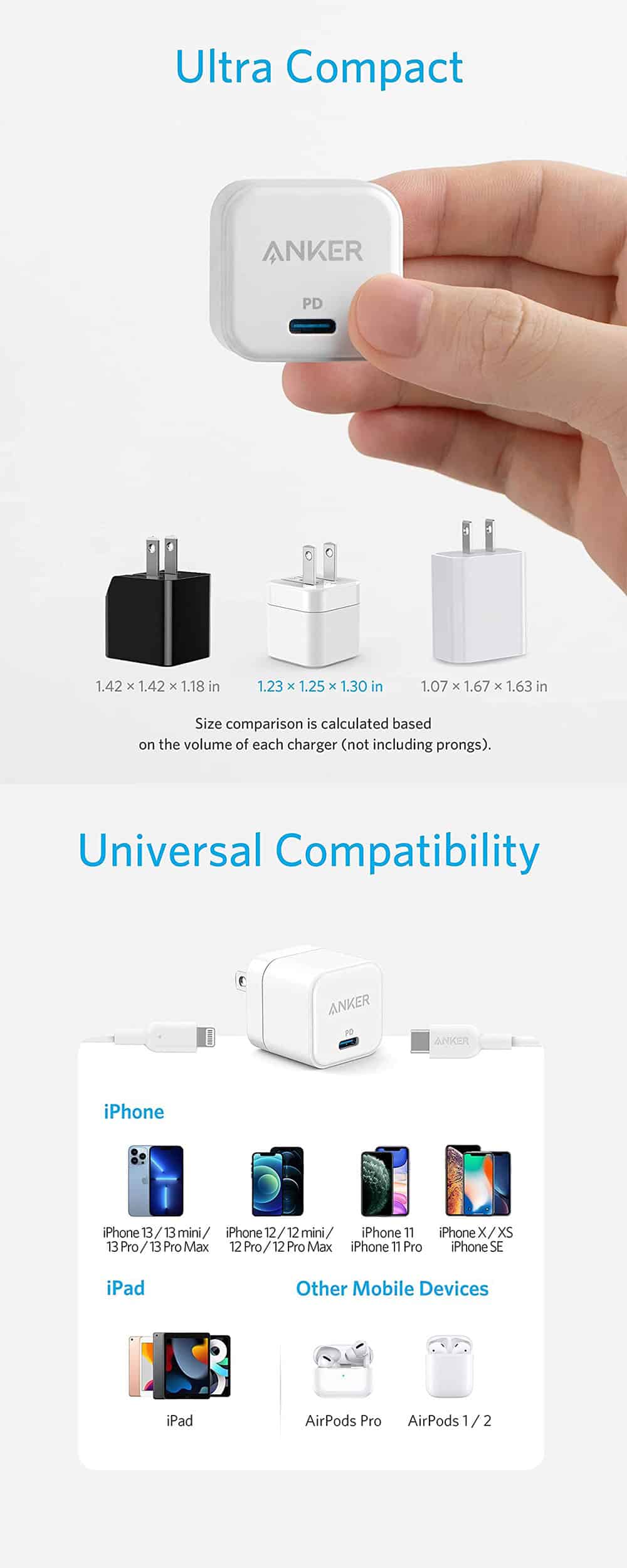 Anker 20W Cube Charger with 6ft USB C to MFI Lightning Cable 5