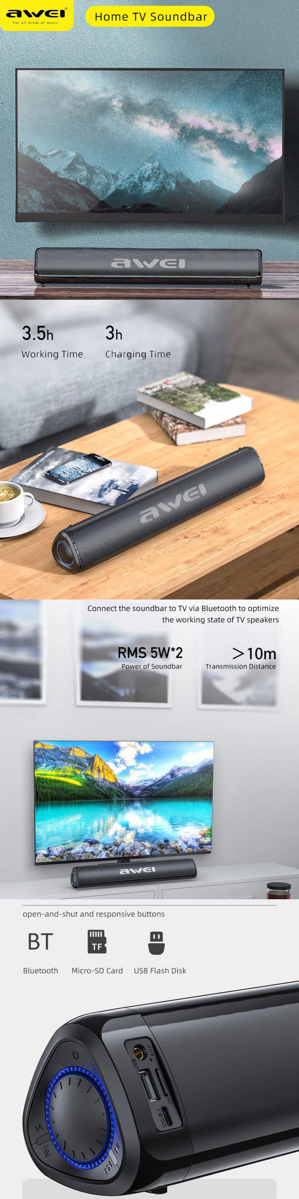 Awei Y333 Desktop Wireless Bluetooth Speaker 3