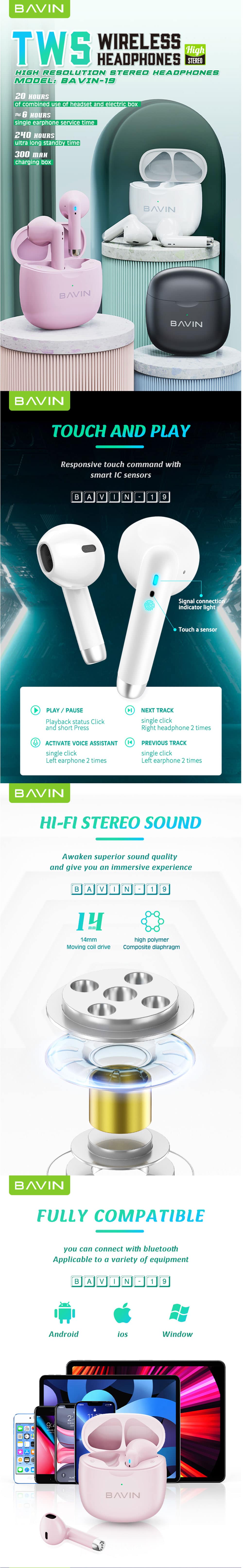 BAVIN BA19 True Wireless Earbuds 2