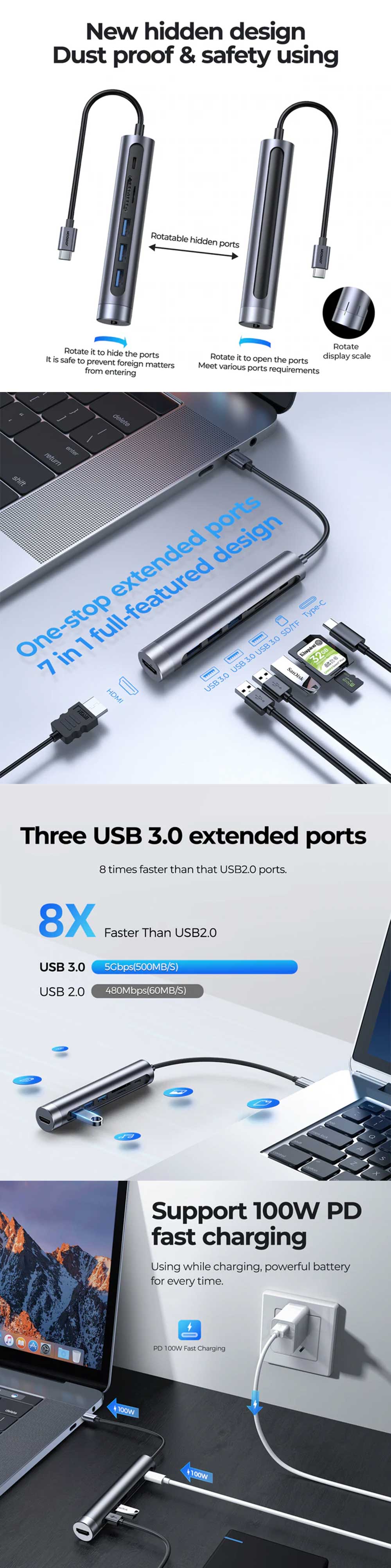 Joyroom S H112 7 in 1 USB C Hub Adapter Docking Station 2