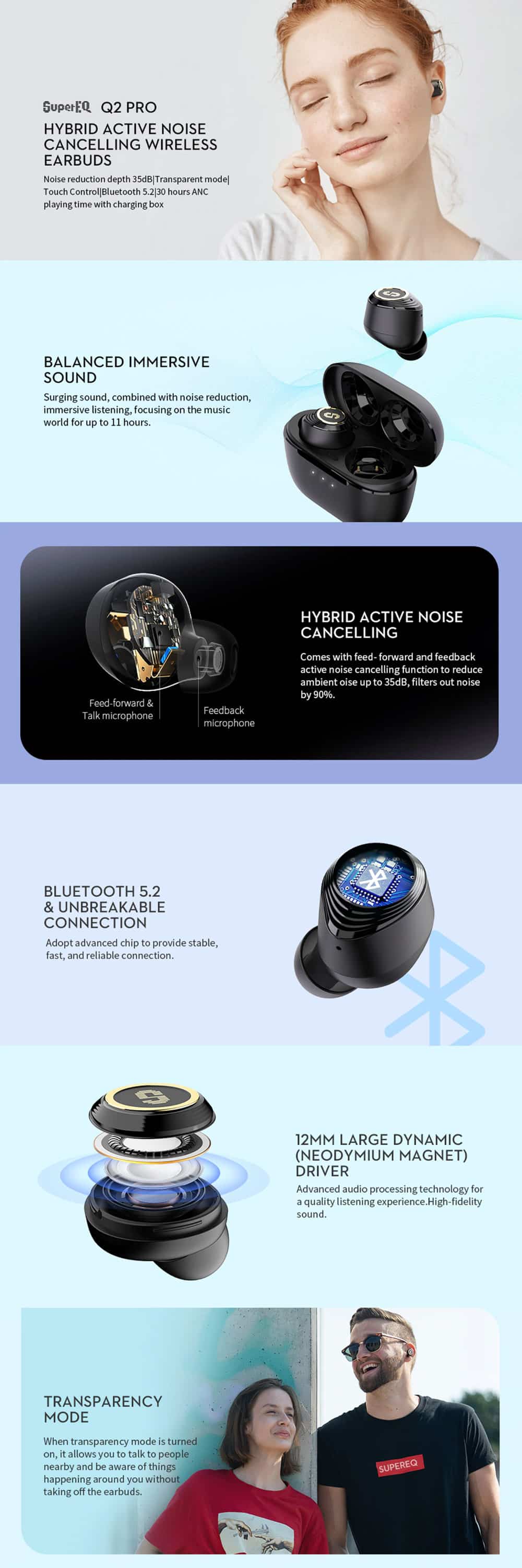 Oneodio SuperEQ S2 Hybrid Noise Cancelling True Wireless Earbuds 4