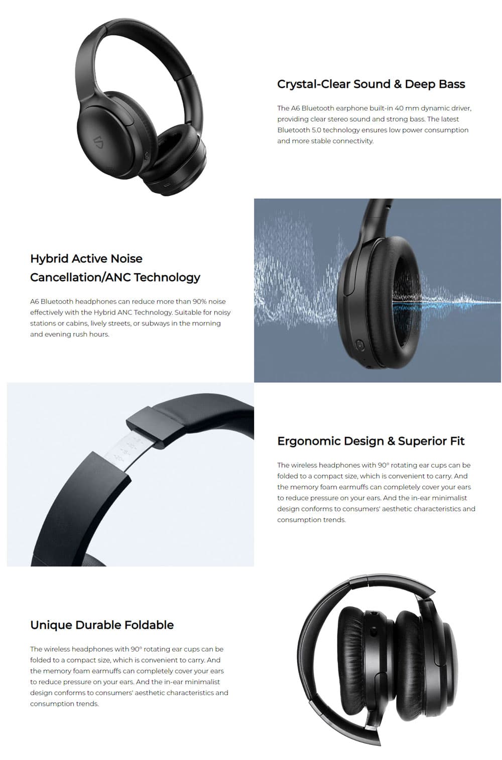 SoundPEATS A6 Hybrid ANC Headphones 3