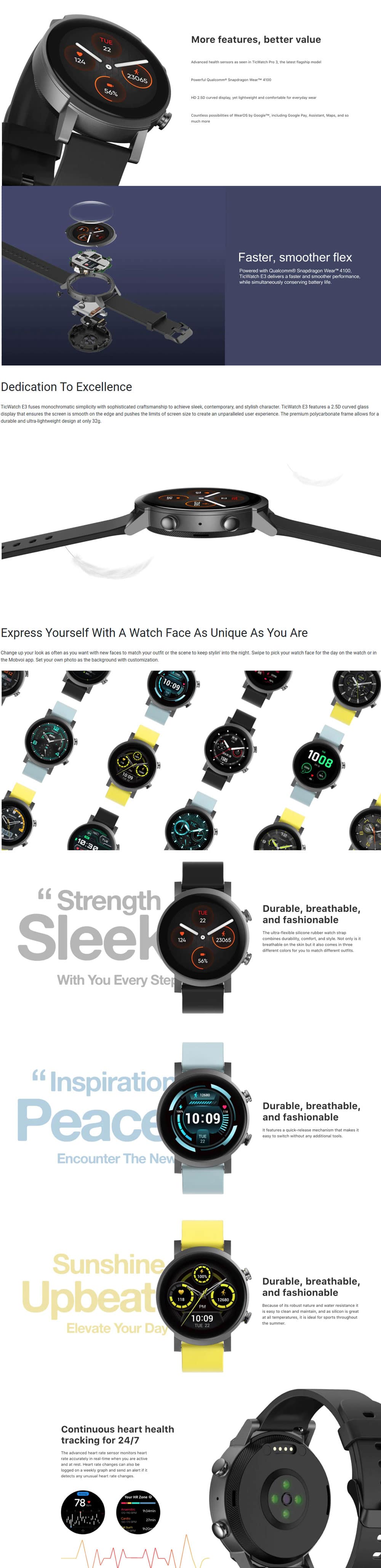 TicWatch E3 Android Wear OS Smart Watch 6