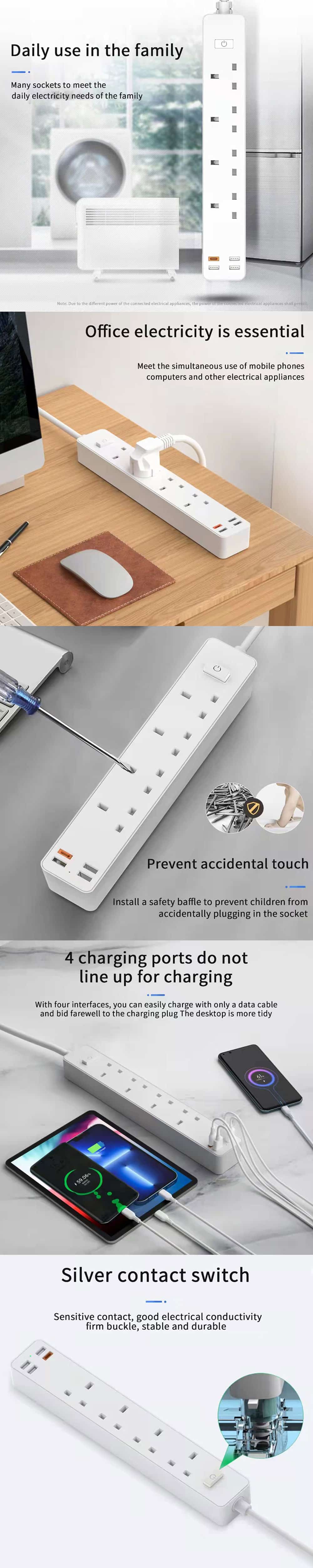 WiWU 20W PD Power Strip Socket With 4 AC 3 USB 2