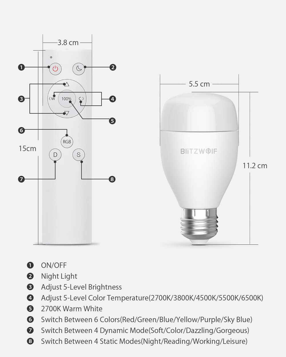 BlitzWolf BW LT27 Smart LED Bulb 14