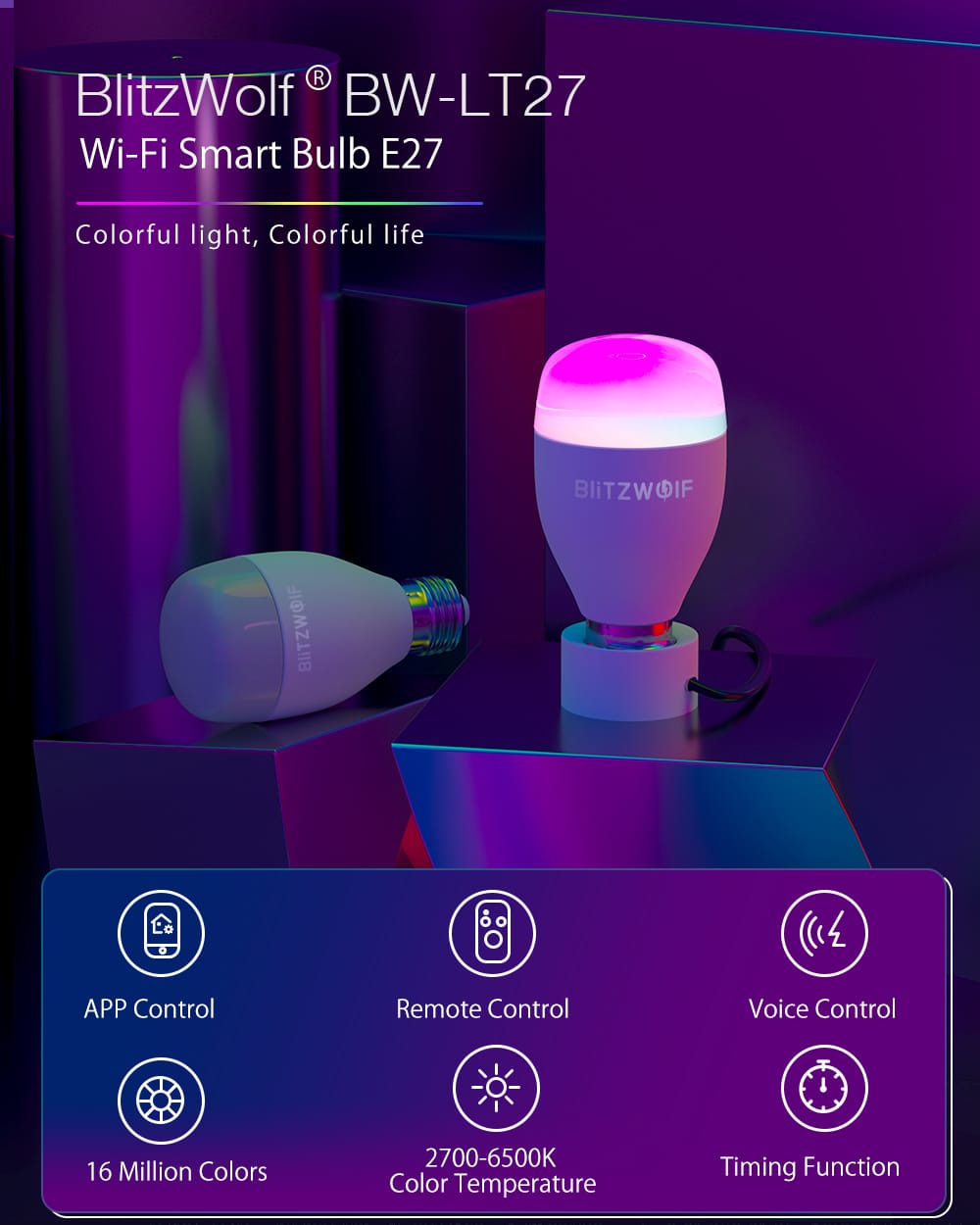 BlitzWolf BW LT27 Smart LED Bulb 4