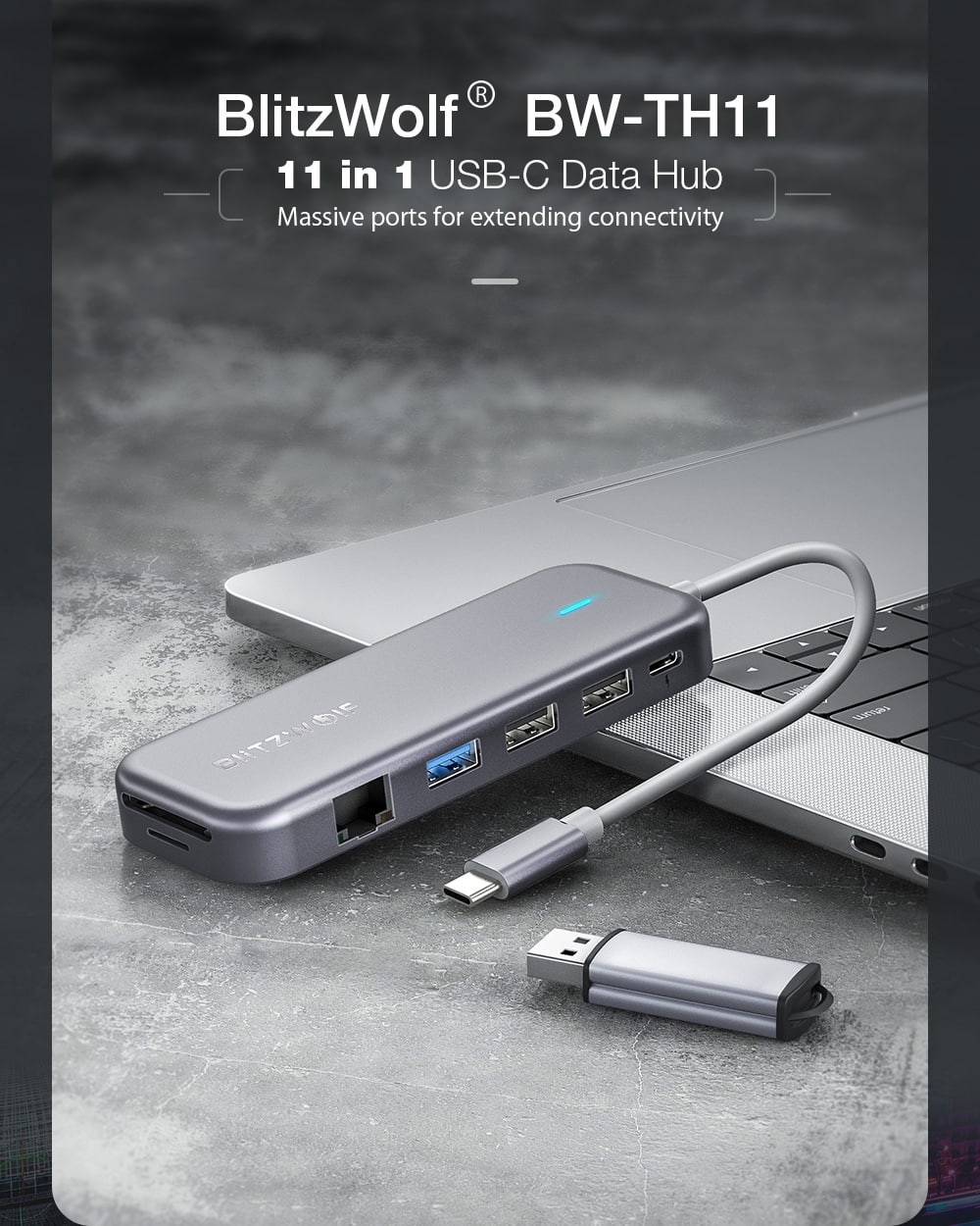 BlitzWolf BW TH11 11 in 1 USB C Data Hub 1 2