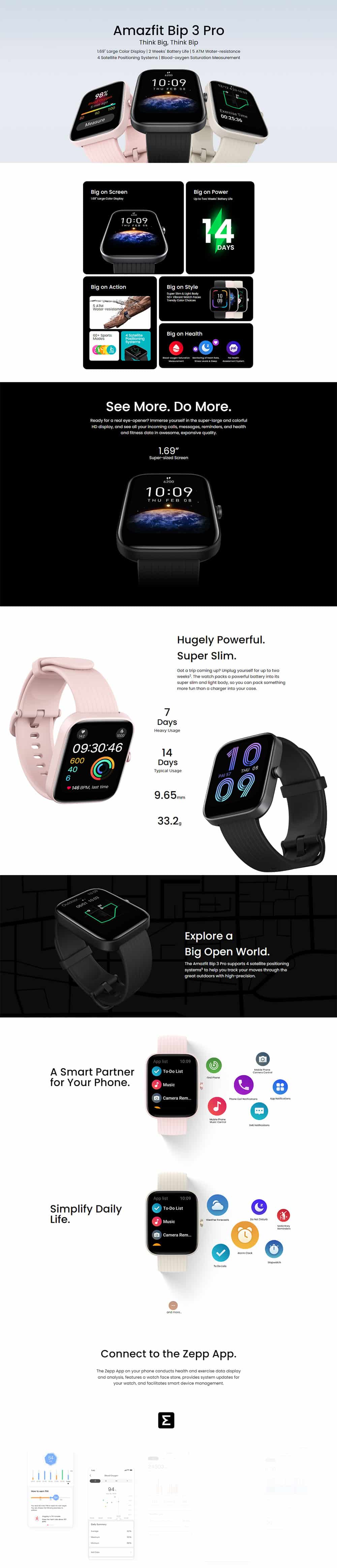 Amazfit BIP 3 Pro Smart Watch Global Version 2