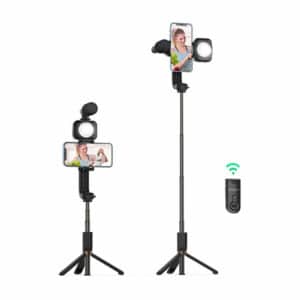 BlitzWolf Tripod Selfie Stick with Fill Light Microphone 2