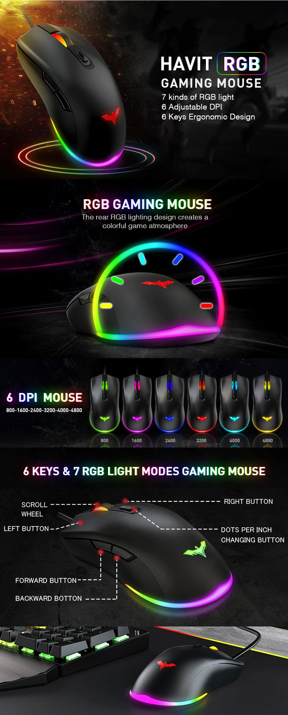 Havit MS732 RGB Gaming Mouse 3