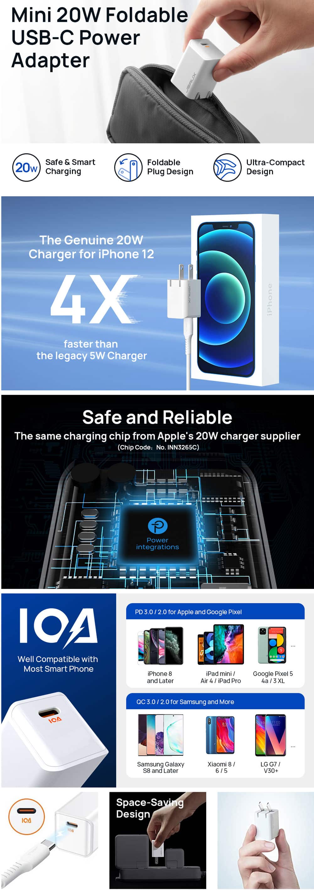 JSAUX 20W PD 3 USB C Wall Charger 2