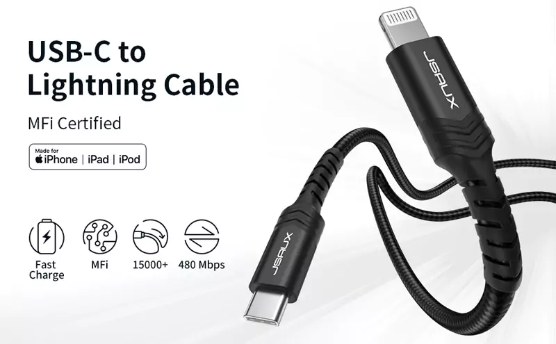 JSAUX MFi Certified USB C to Lightning Cable