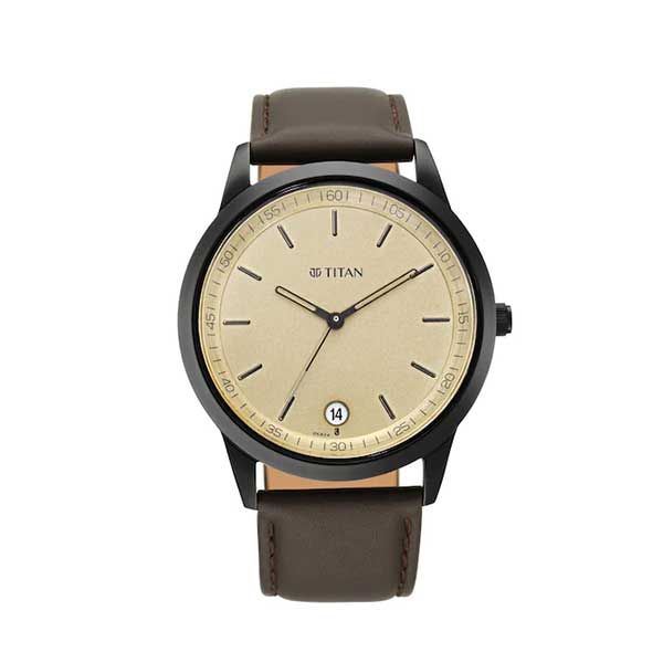 Titan NP1806NL02 Workwear Golden Dial Leather Watch