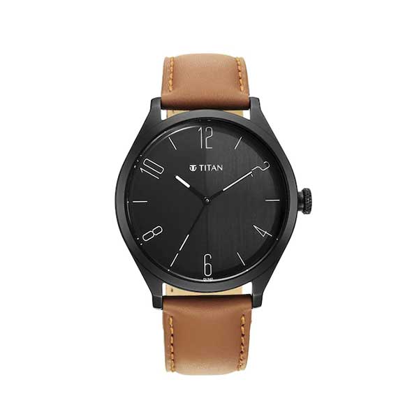Titan NP1865NL01 Workwear Black Dial Leather Watch