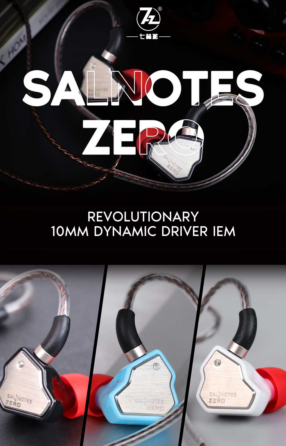 07HZ Salnotes Zero HiFi 10mm Dynamic Driver In Ear Earphone 2