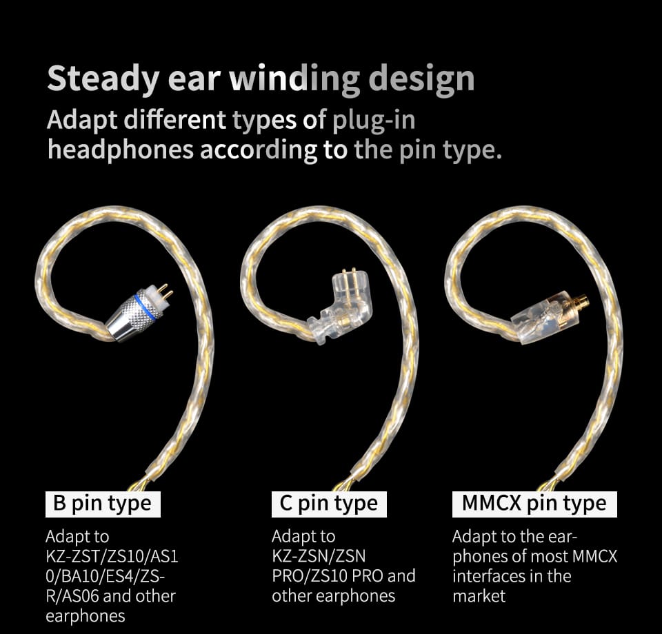 KZ B Pin Gold Silver Cube Mixed Upgrade Cable 11