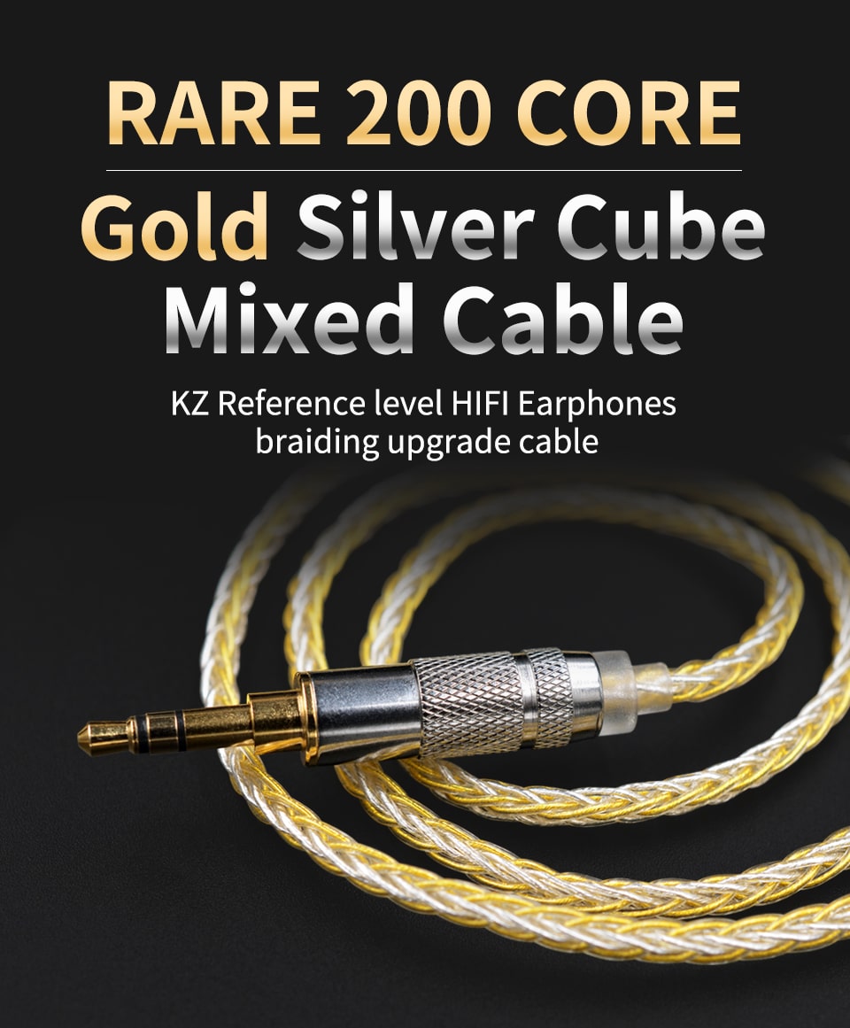 KZ B Pin Gold Silver Cube Mixed Upgrade Cable