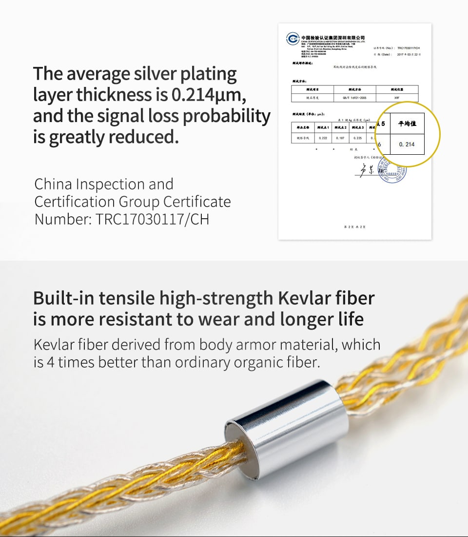 KZ B Pin Gold Silver Cube Mixed Upgrade Cable 9