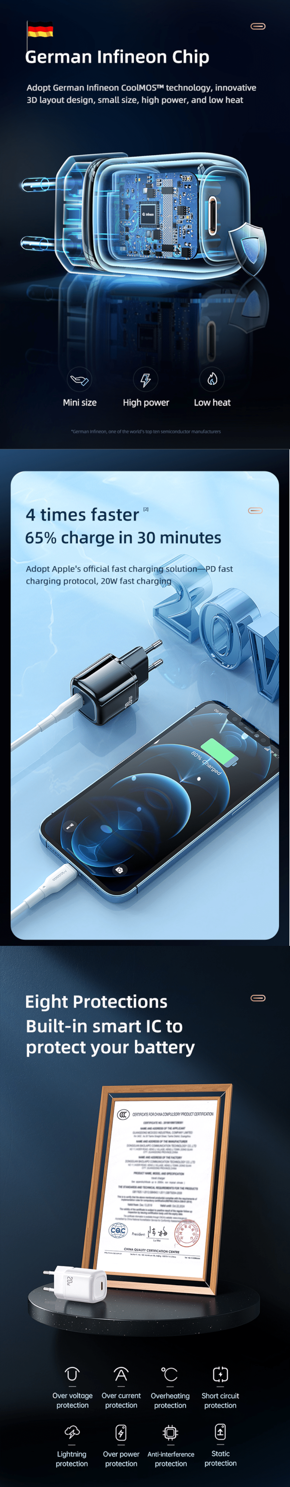 Mcdodo CH 8290 20W Mini PD Fast Charging Wall Charger 3