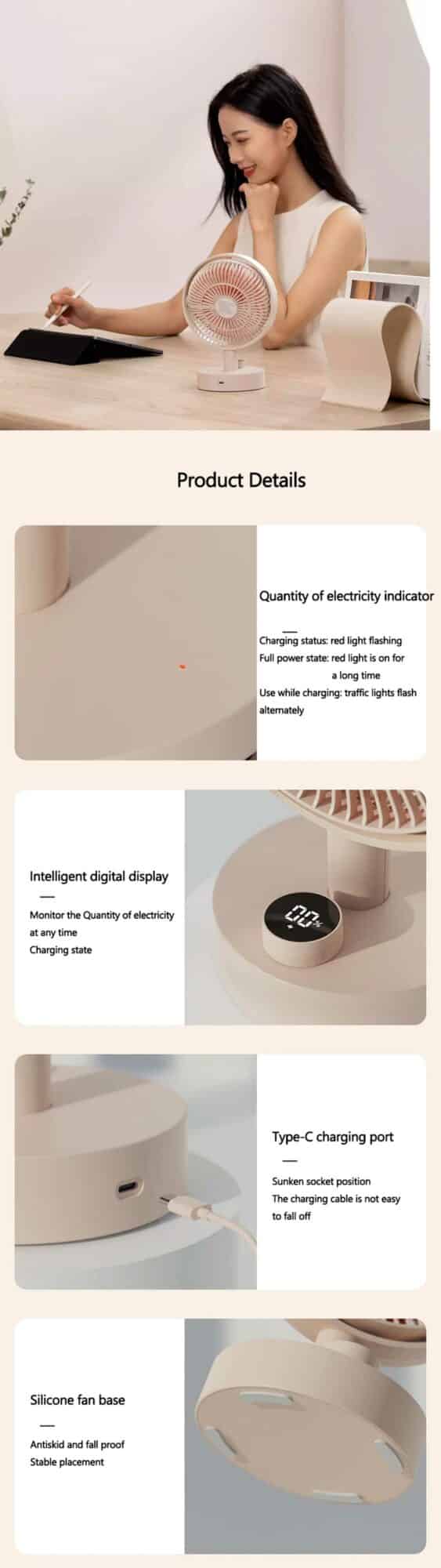Xiaomi Sothing S1 Intelligent Digital Display Rechargeable Desktop Fan ...