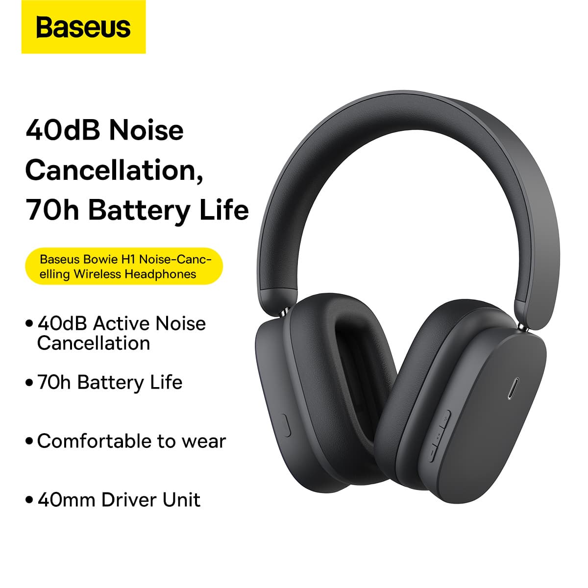 Baseus H1 Bowie Noise Cancelling Wireless Headphone 5 1