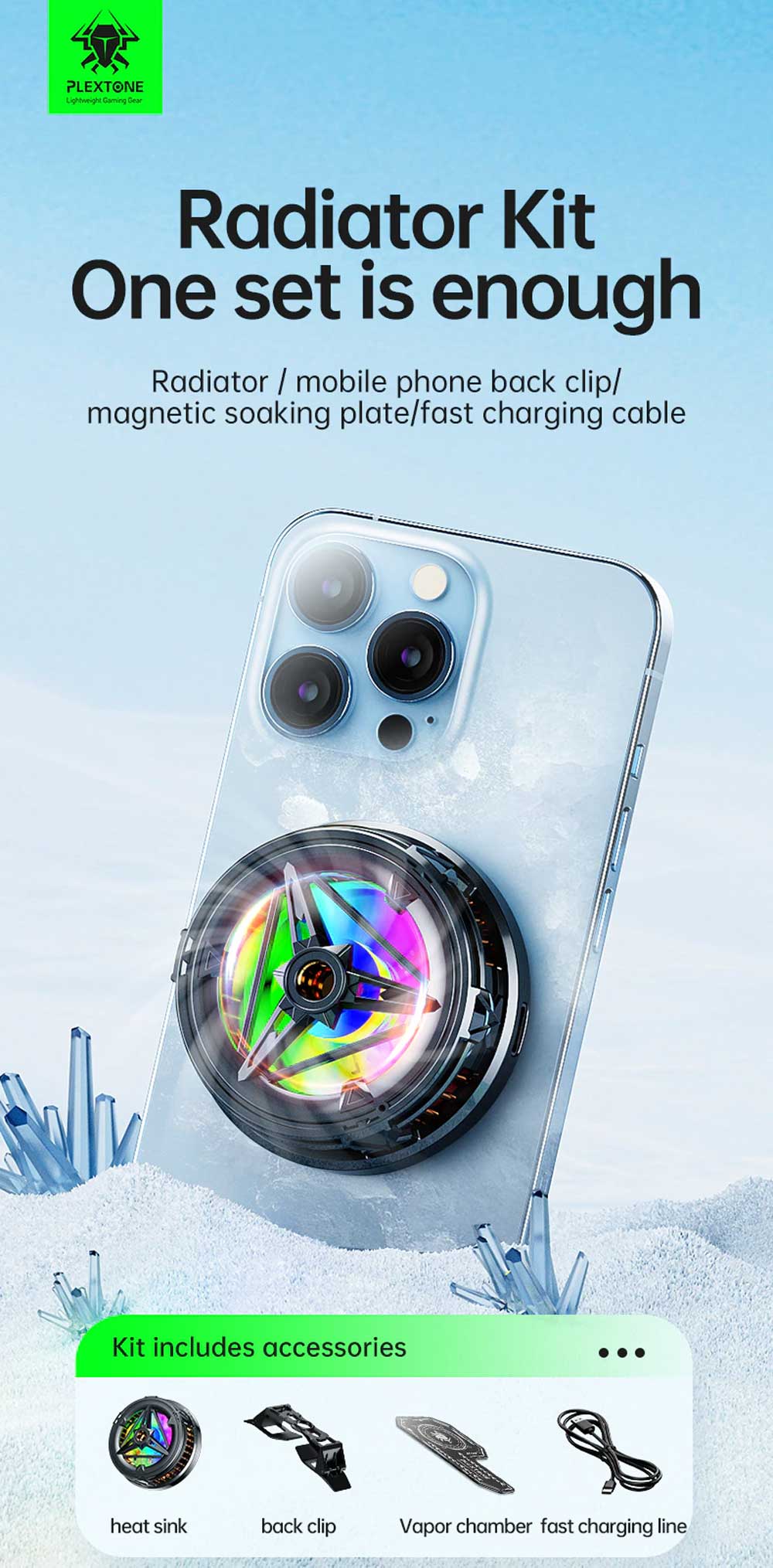 Plextone EX2 RGB Gaming Phone Cooler 2