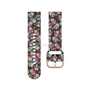 Printed 20mm Silicone Watch Buckle Strap Black