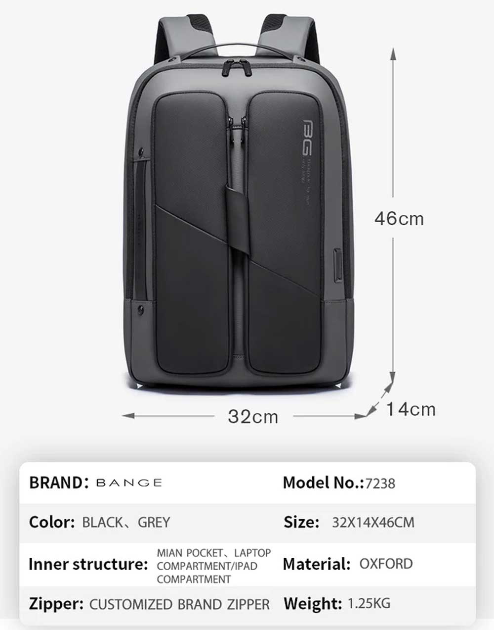Bange BG 7238 Fashion Slim Laptop Backpack 21