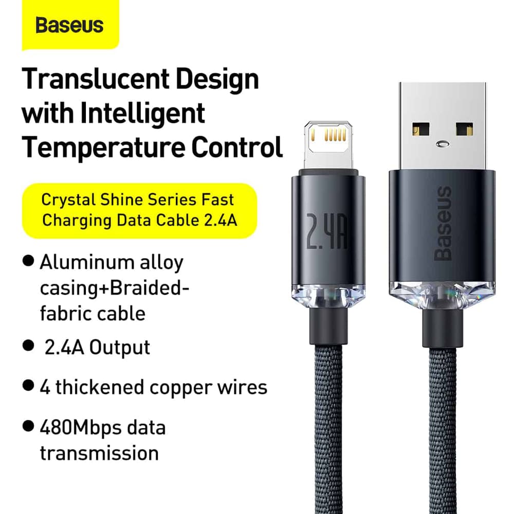 Baseus Crystal Shine Series Fast Charging Data Cable USB to iPhone 2.4A 2