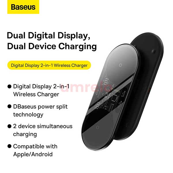 Baseus 20W Digital LED Display 2 in1 Wireless Charger 6