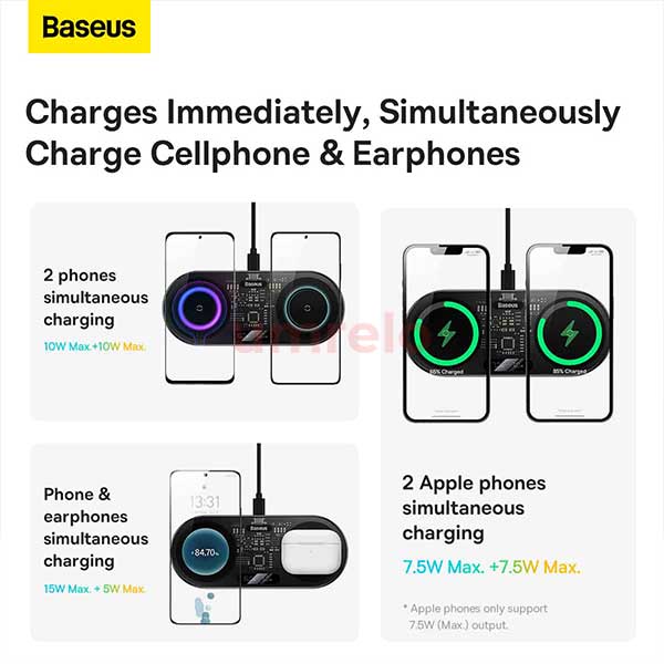 Baseus 20W Digital LED Display 2 in1 Wireless Charger 9