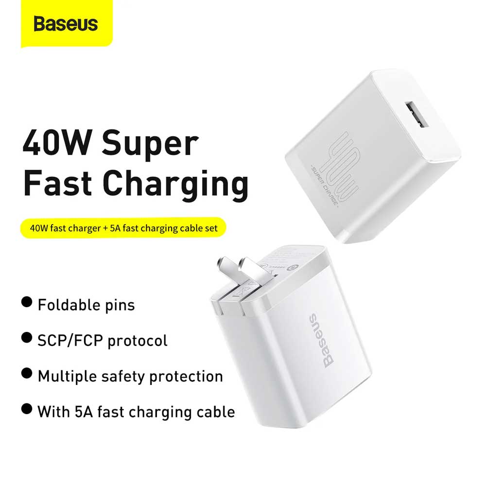 Baseus Huawei Module 1U 40W Super Fast Charger with Type C 5A Data Cable 3