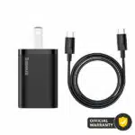 Baseus Super Si 1C 25W Quick Charger with Type C to Type C 3A Cable Black