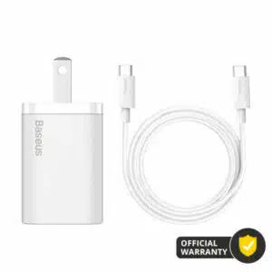 Baseus Super Si 1C 25W Quick Charger with Type C to Type C 3A Cable White