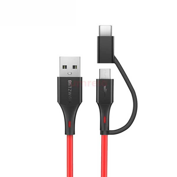 BlitzWolf BW-MT3 3A 2 in 1 Type C & Micro USB 3A Charging Data Cable