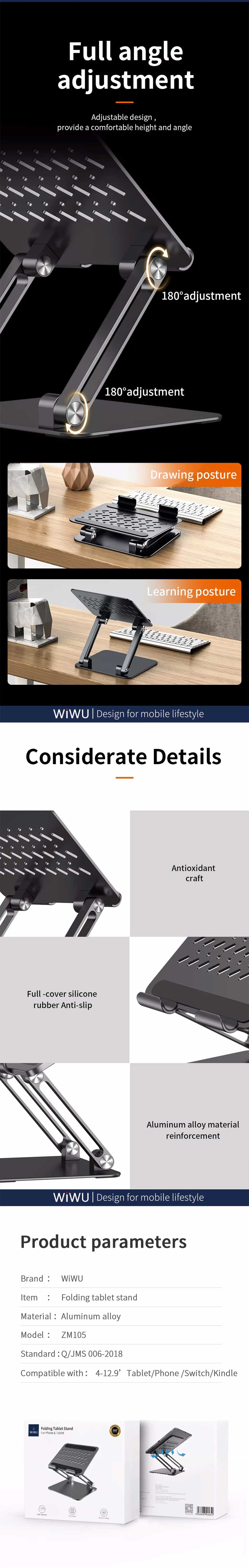 WiWU ZM105 Foldable Tablet Stand 4