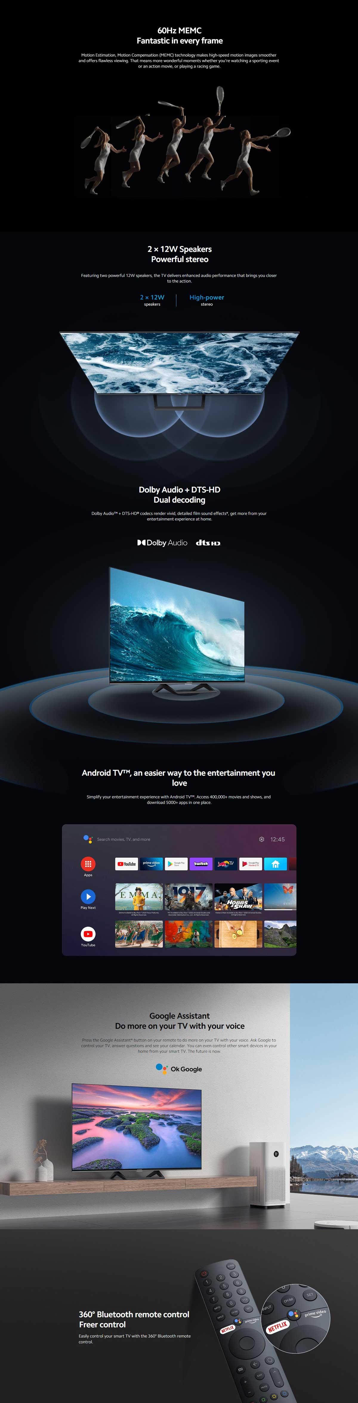 Xiaomi A2 43 Inch 4K UltraHD Smart Android TV Global Version 6