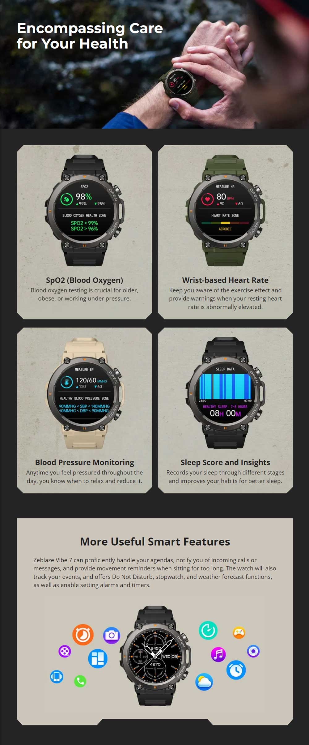 Zeblaze VIBE 7 Bluetooth Calling Smart Watch 6