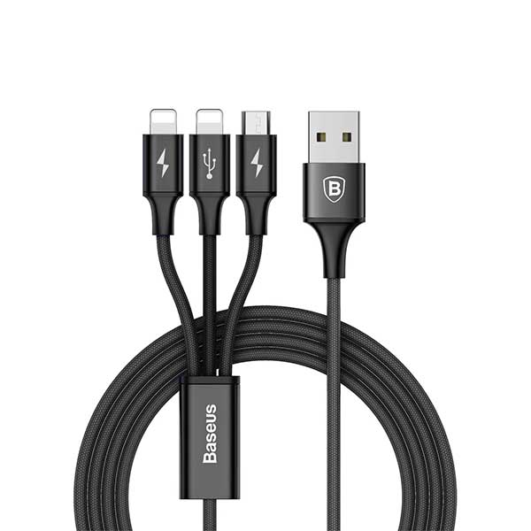 Baseus Rapid Series 3-In-1 Cable Micro + Dual Lightning 3A 1.2M Black