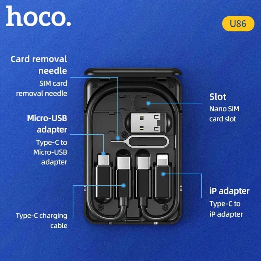 Hoco U86 Treasure 6-in-1 Charging Cable with Storage Case