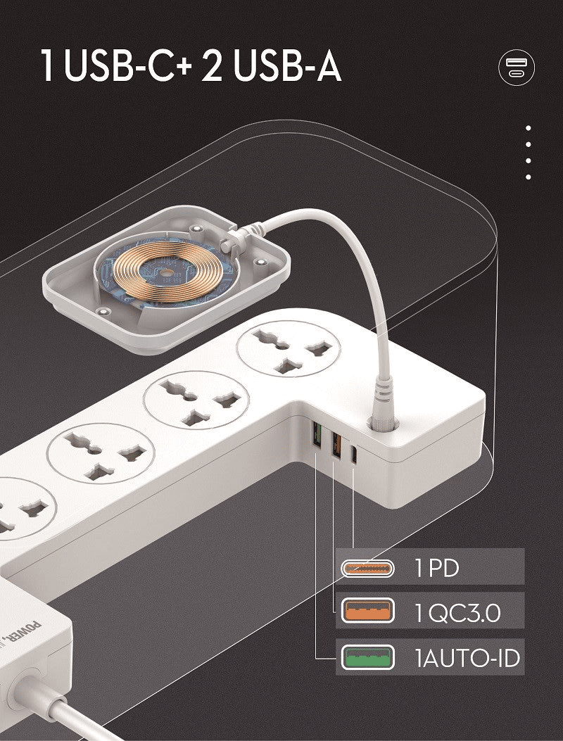 LDNIO SCW5354 15W Wireless Charger with 5 Sockets Power Strip 87