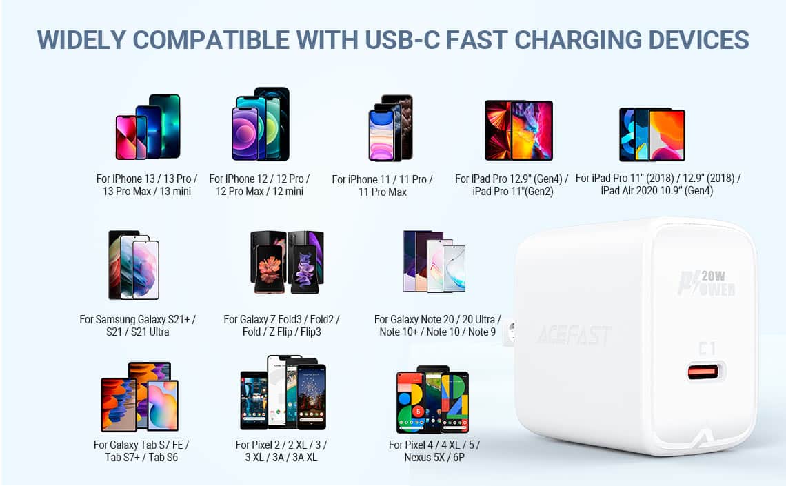 ACEFAST A3 20W USB C PD3.0 Fast Charge Wall Charger 5
