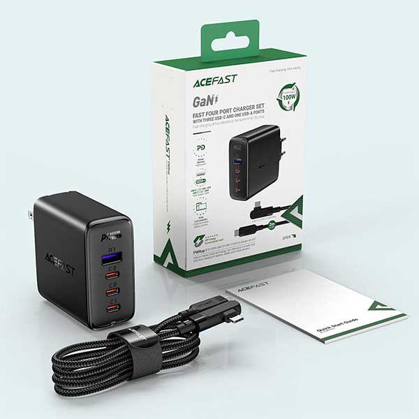 ACEFAST A39 100W PD GaN 3xUSB C USB A Fast Charge Wall Charger Set 4
