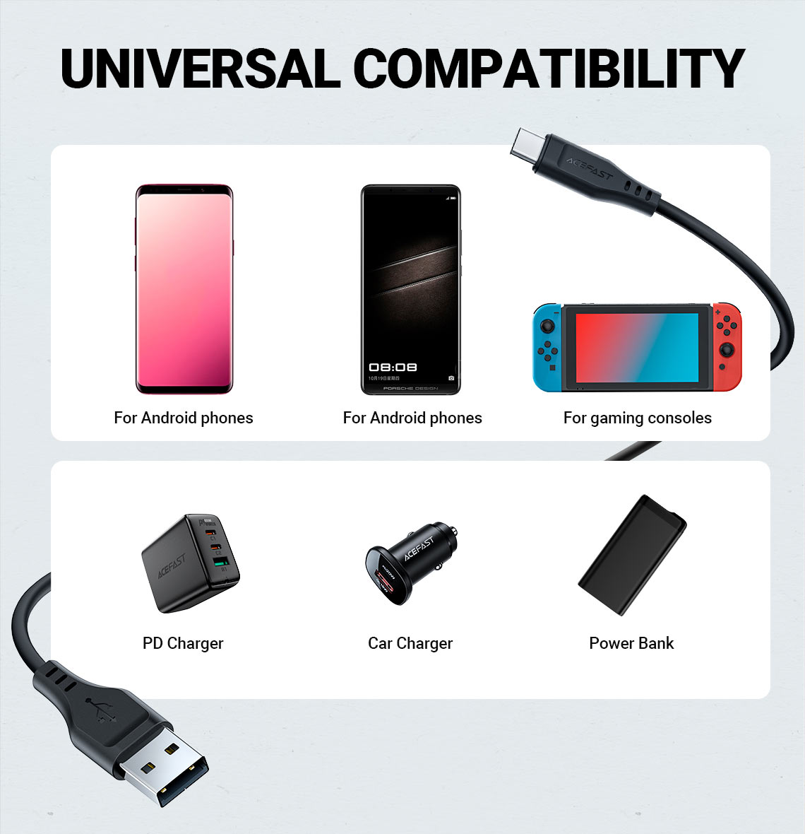 ACEFAST C3 04 3A USB A to USB C Charging Data Cable 1.2M 4